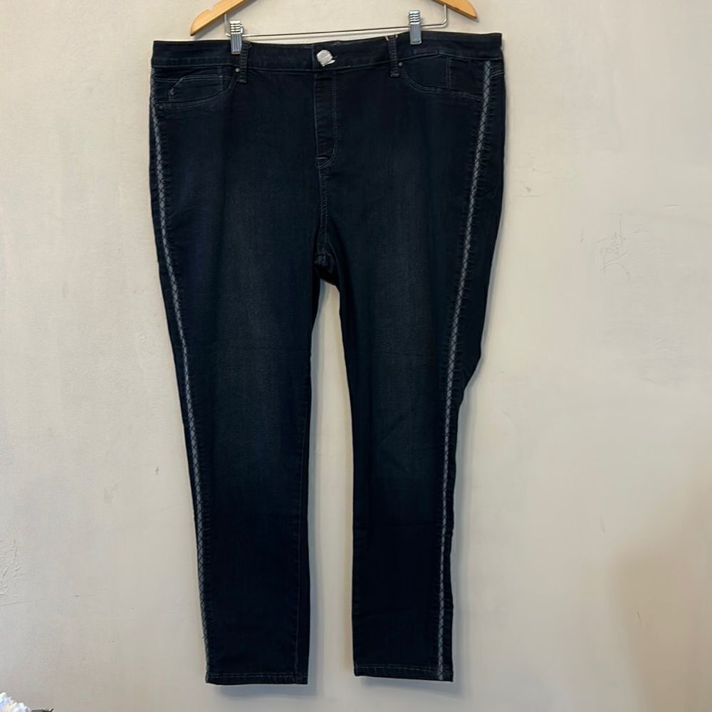 Laurie Felt silky tuxedo skinny denim jeans Size 2 X New